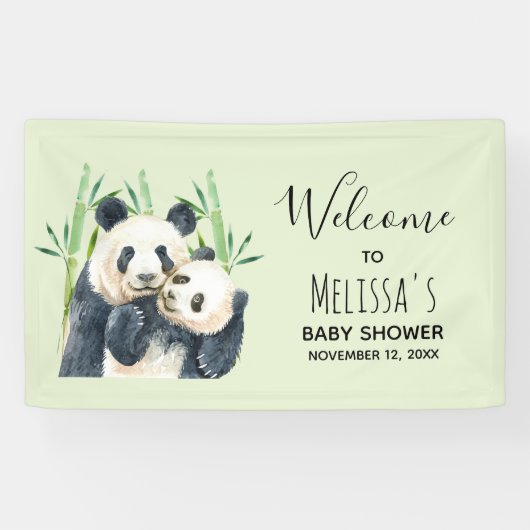 Banderoles Cute Panda Ours Cuddin Baby shower d'aquarelle (Horizontal)