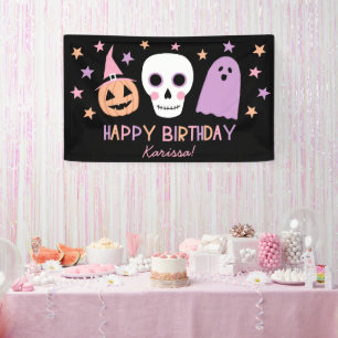 Banderoles Cute Pastel Crâne Fantôme Halloween Nom de l'ann