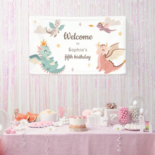 Banderoles Cute Pastel Dragons Anniversaire de enfant Party (Fête)