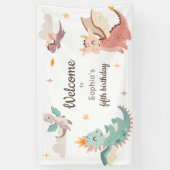 Banderoles Cute Pastel Dragons Anniversaire de enfant Party (Vertical)