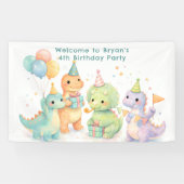 Banderoles Cute Pastel Watercolor Dinosaurs Birthday (Horizontal)