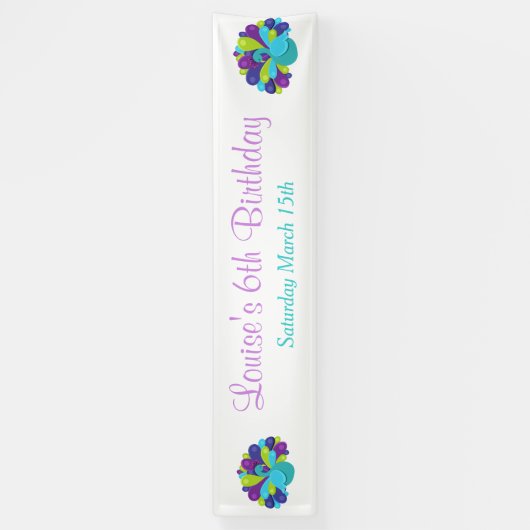 Banderoles Cute Peacock vert et violet (Vertical)