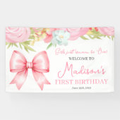 Banderoles Cute Pink Bow Girl First Birthday (Horizontal)