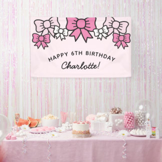 Banderoles Cute Pink Cartoon Bows Birthday Party