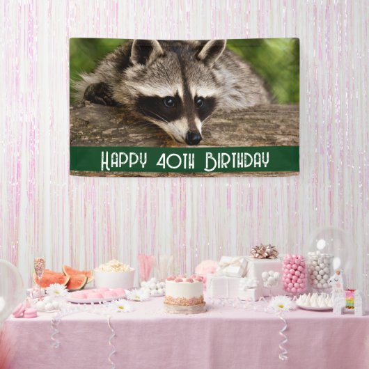 Banderoles Cute Raccoon reposant sur un journal Anniversaire (Fête)
