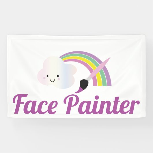 Banderoles Cute Rainbow and Brush Facepainter Artist (Horizontal)