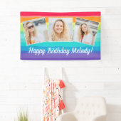 Banderoles Cute Rainbow Photo Collage Personnalisé Anniversai (En situation)
