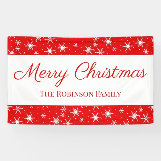 Banderoles Cute Red White Snowflake Merry Christmas (Horizontal)