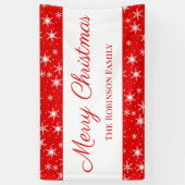 Banderoles Cute Red White Snowflake Merry Christmas (Vertical)