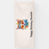 Banderoles Cute Renard orange avec Couronne florale Anniversa (Vertical)