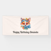 Banderoles Cute Renard orange avec Couronne florale Anniversa (Horizontal)