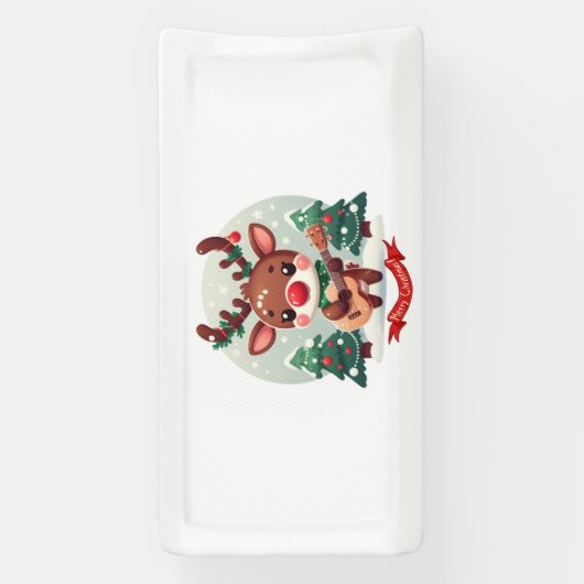Banderoles Cute renne Whimsical avec guitare (Verticale)