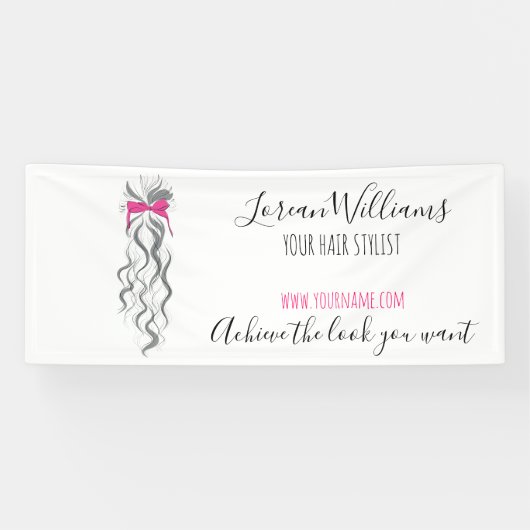 Banderoles Cute Rose Bow Gris et Blanc Braider Hair Style (Horizontal)