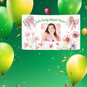 Banderoles Cute rose floral Bow Girl Photo Anniversaire
