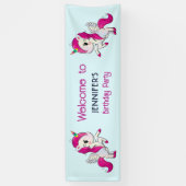 Banderoles Cute rose Unicorne avec ailes Anniversaire (Vertical)