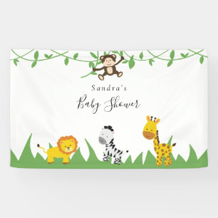 Banderoles Cute Safari Baby shower Arrière - plan Jungle Anim
