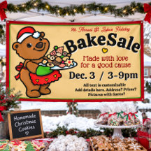 Cute Santa Bear Baker Vente de Pâtisseries Promoti