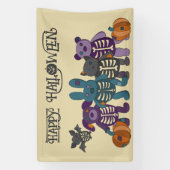 Banderoles Cute Skeleton Animaux et fête d'Halloween Citrouil (Verticale)