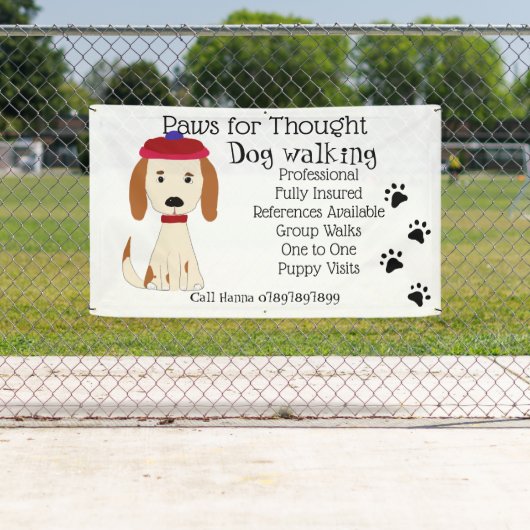 Banderoles Cute Spaniel Dog Walking Grooming Business (En situation)
