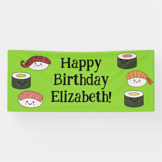Banderoles Cute Sushi Enfants 1er anniversaire (Horizontal)