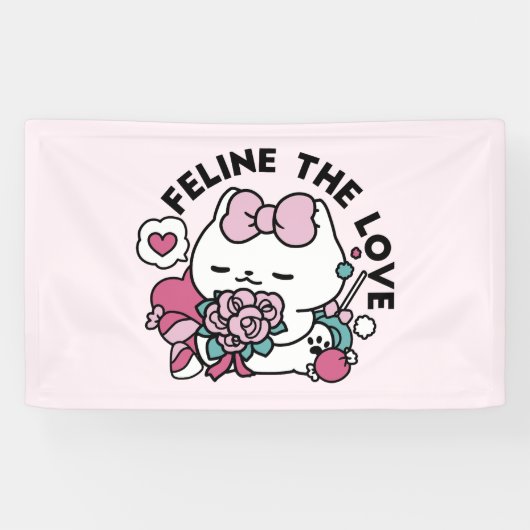 Banderoles Cute Valentine's Cat Design - Feline the Love (Horizontal)