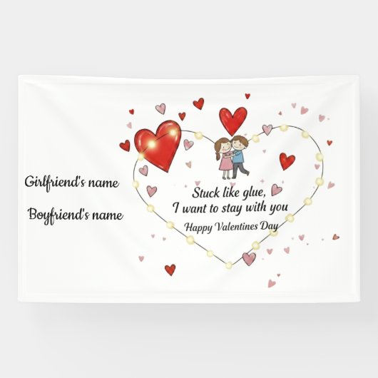 Banderoles Cute Valentine's day couple hearts custom (Horizontal)