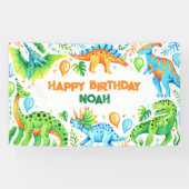 Banderoles Cute Watercolor Dinosaur fête d'anniversaire (Horizontal)