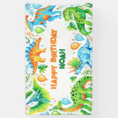 Banderoles Cute Watercolor Dinosaur fête d'anniversaire (Vertical)