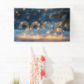 Banderoles cute winter fox new year 2026 party banner (En situation)