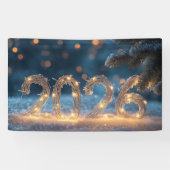 Banderoles cute winter fox new year 2026 party banner (Horizontal)