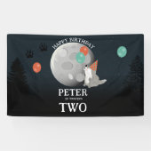Banderoles Cute Wolf Pack Woodland Moon Howling Birthday (Horizontal)