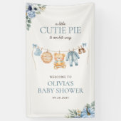 Banderoles Cutie Pie Blue Fall Bear Boy Baby shower Bienvenue (Vertical)