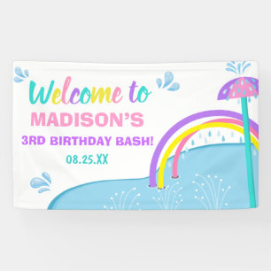 Banderoles Cuties Plouf Piscine à eau Splash Pad Fille Annive