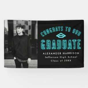 Banderoles Cyan Neon moderne Parti de graduation photo