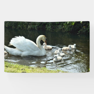 Banderoles Cygne blanc avec poules