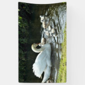 Banderoles Cygne blanc avec poules (Vertical)