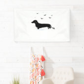 Banderoles Dachshund Chien - Halloween Moon Silhouette Classi (En situation)