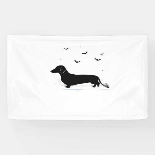 Banderoles Dachshund Chien - Halloween Moon Silhouette Classi (Horizontal)