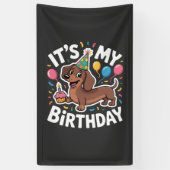 Banderoles Dachshund It's My Birthday (Vertical)