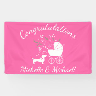 Banderoles Dachshund Weiner Baby shower de chien French Pink