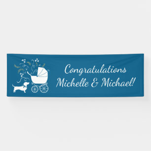 Banderoles Dachshund Wiener Chien Baby shower Blue Boy