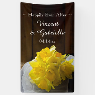 Banderoles Daffodiles rustiques et Mariage campagnard en bois