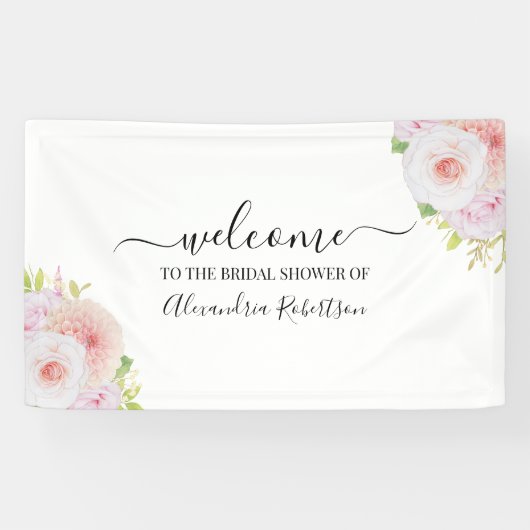 Banderoles Dahlia et Rose Wedding shower de naissance Bienven (Horizontal)