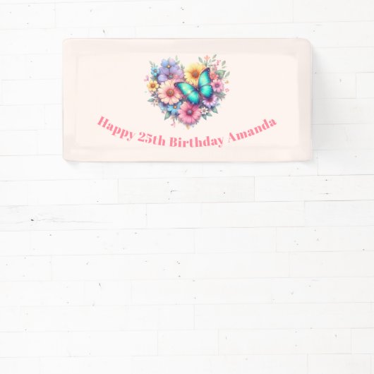 Banderoles Daisy Flowers with a Beautiful Butterfly Birthday (Insitu)