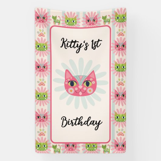 Banderoles Daisy Kitty Chat Anniversaire (Verticale)