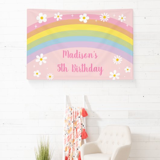 Banderoles Daisy Rainbow Retro Anniversaire (Insitu)