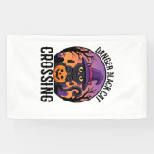 Banderoles Danger Halloween Chat Noir Traverse (Horizontal)