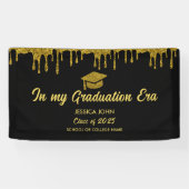 Banderoles Dans mon ère de graduation noir et or graduation (Horizontal)