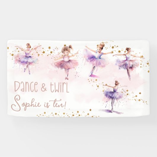 Banderoles Danse et ballerine tourbillon anniversaire (Horizontal)