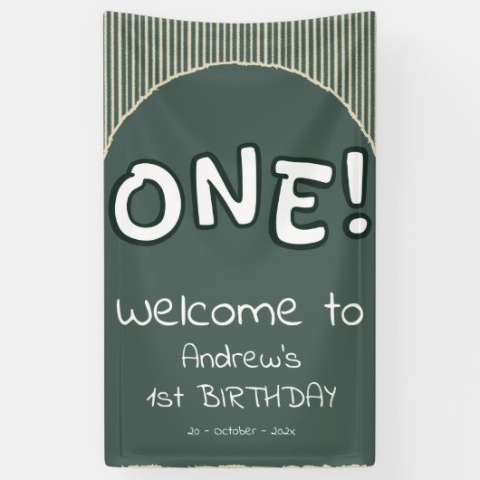 Banderoles Dark Green Stripes 1st Birthday (Vertical)